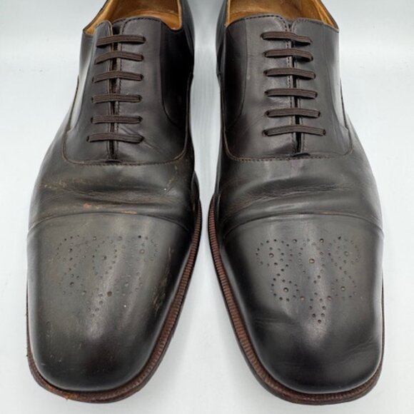 Moreschi Men\'s Dark Brown Leather Oxford Shoes Size 11.5